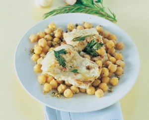 Baccalà alla griglia con ceci