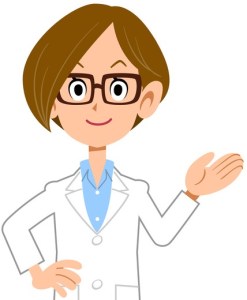 案内する白衣の女性